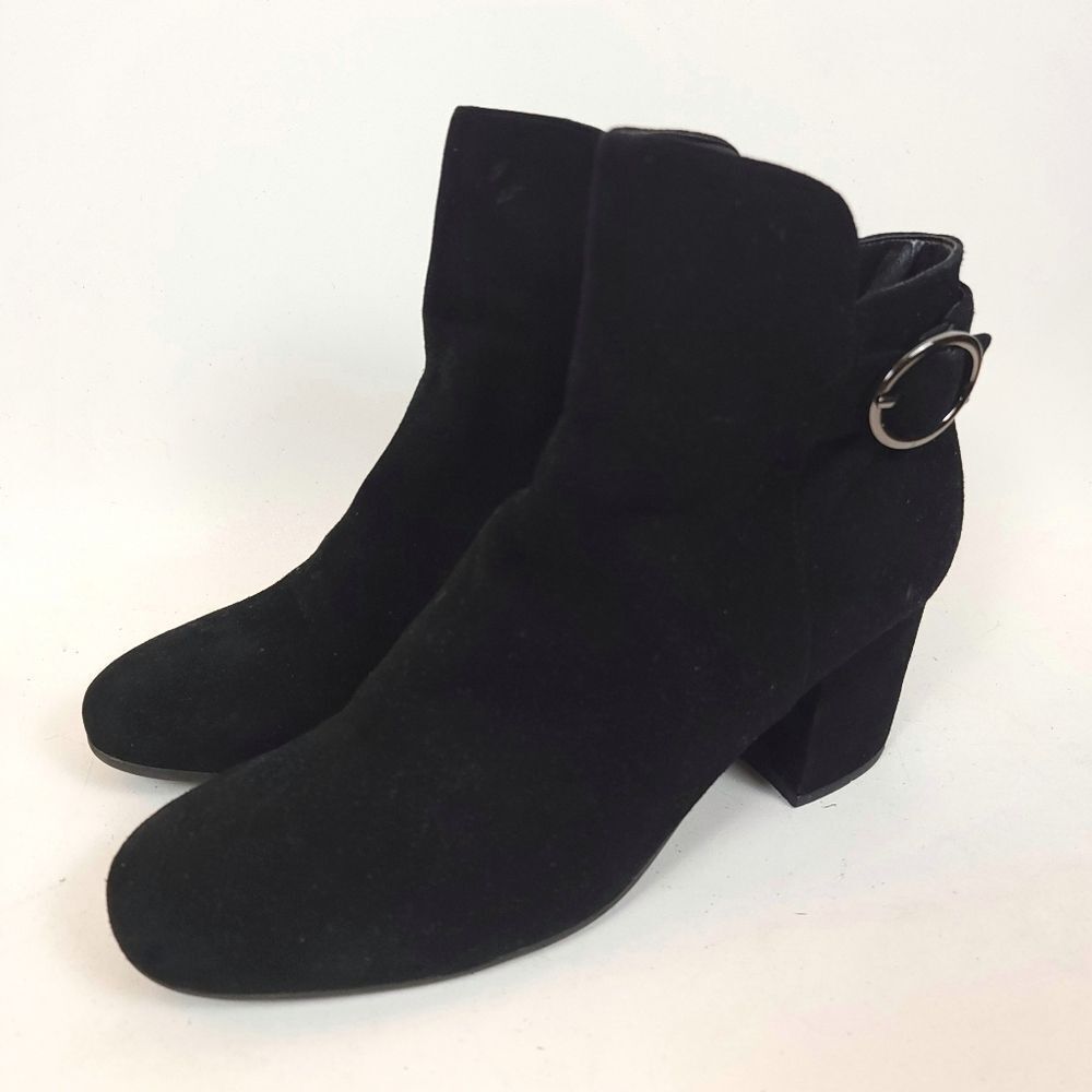 Easy Spirit Brandy Heeled Booties shoes chunky heels suede leather Size 9.5